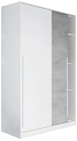 Miroytengo Armario Moderno MAX Dormitorio con Puerta Corredera Color Blanco y Gris Cemento 120x200 cm