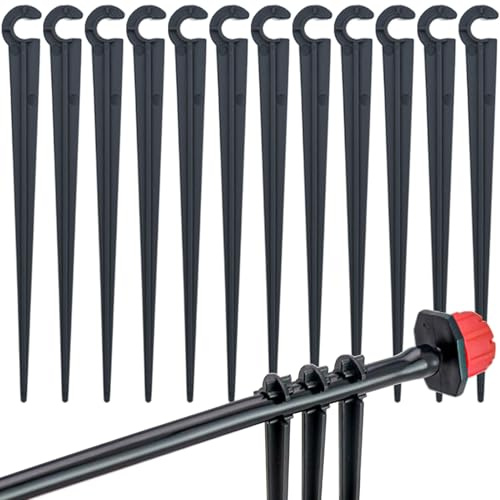 100 Pezzi Picchetti di Supporto per Irrigazione Tubi Irrigazione a Goccia Clip di Fissaggio Stabili per Tubo 4/7 mm in Plastica Installazione Facile per Orto Giardino Aiuole