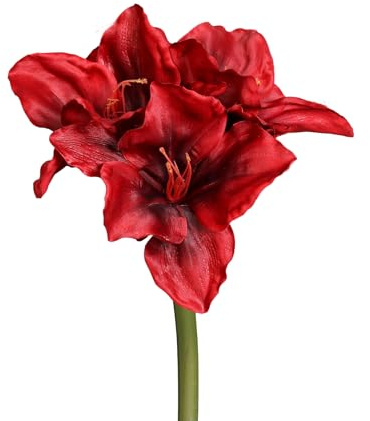 Premium Amaryllis 70cm DP Kunstblumen künstlicher Ritterstern Blumen Pflanzen Dekoblumen (Rot)