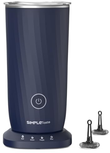 SIMPLETASTE Milk Frother, 4-in-1 Electric Milk Frother and Steamer, Automatic Warm and Cold Foam Maker and Milk Warmer for Latte, Cappuccinos, Dark Blue
