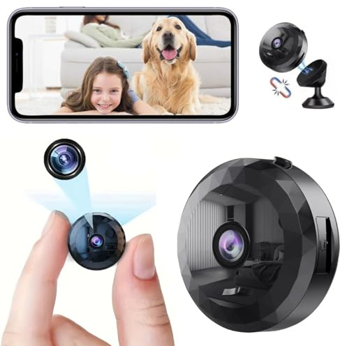 DVONE Überwachungskameras Kamera, Kleine 1080P HD, Kleine Kamera Live Übertragung Handy App, Batterie hat eine Starke Langlebigkeit, für Startseite Büro Sicherheit