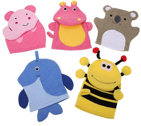 Ipetboom Lot de 5 de bain animaux : exfoliants pour le bain des enfants - exfoliants en profondeur pour le corps des enfants - de lavage à motifs pour la douche et le spa