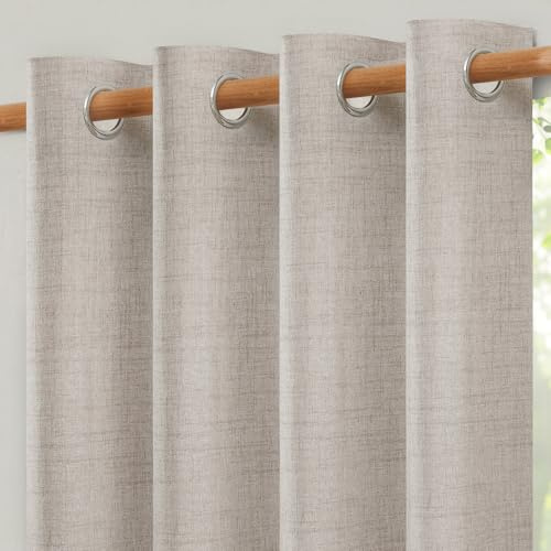 Softalker Gardinen mit Ösen 2er Set Leinen Vorhänge 225cm Lang Gardienen Wohnzimmer Modern Raumtrenner Vorhang Halbtransparent Gardinenschals Natur Fenstergardinen für Gardinenstange,Curtains & Drapes