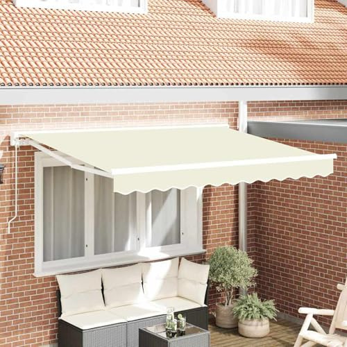 Gecheer Toldo Retráctil Moderno de Aluminio y Tela, Resistente a la Intemperie, Control Manual o Remoto, Diseño Semi-Cassette, Color Crema - 300x200x165 cm Modelo LYKZJ-3329481ES