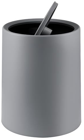 LN COZY CORNER Bathroom Bins with Swing Lid 8L Desk Compact Small Bathroom Waste Bin Space-Saving Bathroom Trash Can Mini Wastebasket for Toilet Office Bedroom Hygienic Gery