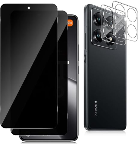 Datree Privacy Pellicola Protettiva per Xiaomi 14T Pro 5G, 2+2 Pezzi Privacy Vetro Temperato con Pellicola Fotocamera, Durezza 9H Anti-Spy Senza Bolle Vetro Temperato, Anti Graffio