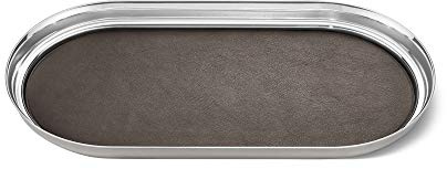 Georg Jensen Manhattan Tablett, edelstahl, silber, 18 x 35 x 2.8 cm