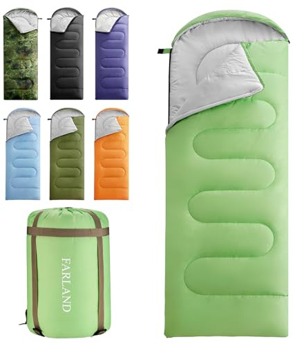FARLAND Sleeping Bags for Adults Teens Kids with Compression Sack Portable and Lightweight for 3-4 Season Camping, Hiking,Waterproof, Backpacking and Outdoors
