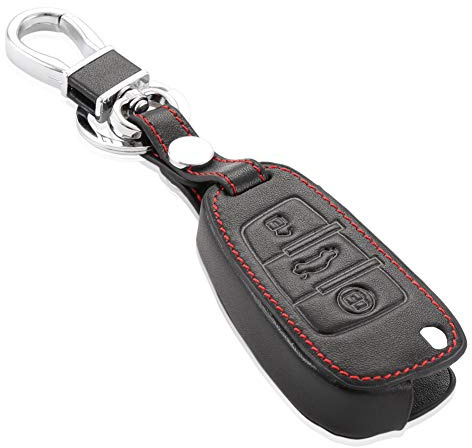 Happyit Leder Autoschlüssel Abdeckung Fall für Audi Sline A3 A5 Q3 Q5 A6 C5 C6 A4 B6 B7 B8 TT 80 S6 3 Tasten Intelligente Schlüssel Schlüsselbund Zubehör