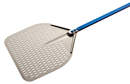 Gi.Metal Pala per Pizza Professionale Linea Azzurra A-37RF/120, Testa 36X36 cm, Lunghezza Manico 120 cm, Peso 0.69 Kg, Testa in Alluminio anodizzato neutro, manico anodizzato azzurro