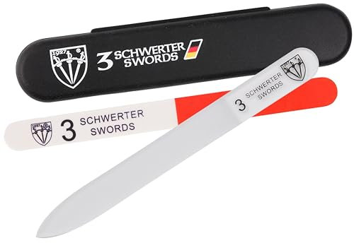 Tres Espadas - Lima de uñas de vidrio, de 11,5 cm de longitud las uñas/limado suave - parte GRIS - Made by Tres Espadas