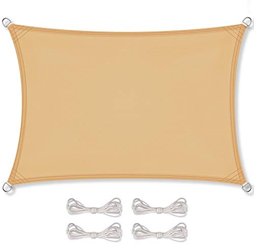 CelinaSun Sonnensegel inkl Befestigungsseile Basic Rechteck 3 x 4 m sandbeige Sonnenschutz wasserabweisend