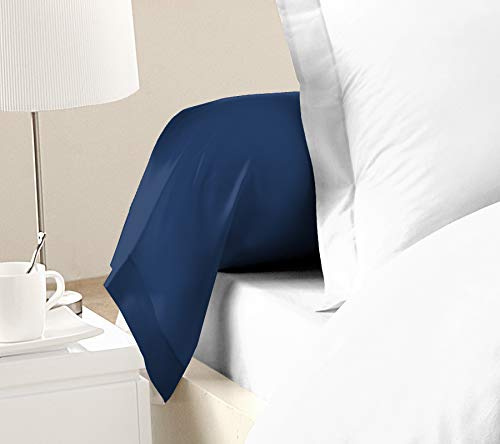 Home Linge Passion 2 Stück Nackenrollenbezüge aus 100% Baumwolle, weich, atmungsaktiv und waschbar, dicht gewebt, blau, Größe 85x185 cm, Oeko-TEX Zertifiziert