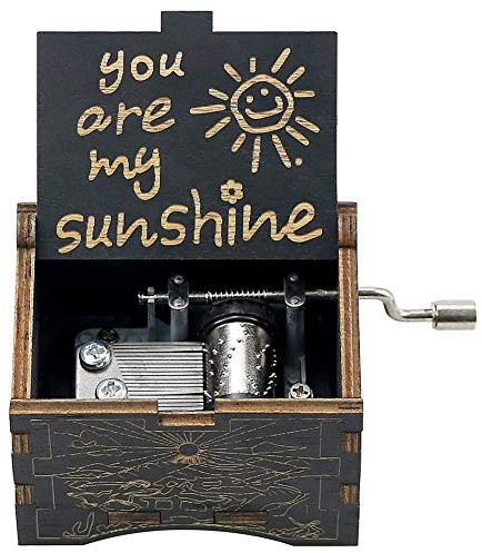 iSpchen Vintage musiklåda trä, graverad musikalisk låda med hand kran, You Are My Sunshine Music Box present till mamma, dotter, barnbarn heminredning hantverk