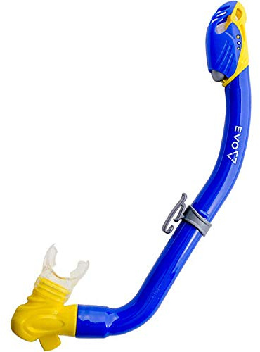 EVO One Dry Snorkel for Kids with Splash Guard and Lower Purge, Comfortable Dry Snorkel for Kids, Swimming Accessory Snorkel for Kids, Children, Snorkel for Kids (Blue/Yellow)