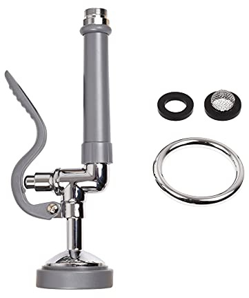 JZBRAIN Commercial Sink Sprayer Pre Rinse Sprayer Replacement for Commercial Kitchen Faucet - 1.42 GPM High Pressure Dish Spray Pre Rinse Spray Valve with Handle Chrome Polished (Grey)