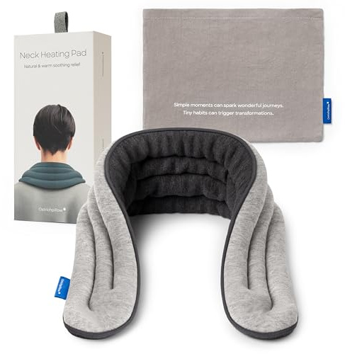 Ostrichpillow Neck Wrap Microwavable Heating Pad for Neck and Shoulder - Relaxation & Pain Relief, Extra-Long Design, Natural Clay Fill, Ergonomic Pressure, Protective Bag