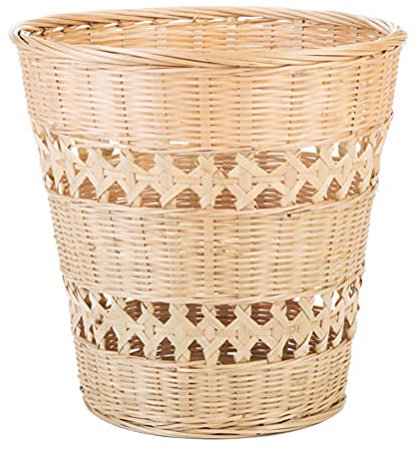 YARNOW Rotin Tissé Poubelle Poubelle Déchets en Osier Panier en Rotin Planteur De Paille Bin Tissé Paniers De Rangement pour Salles de Bains Cuisines Bureaux À Domicile