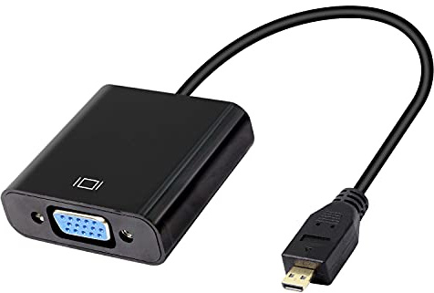 XMSJSIY Micro HDMI till VGA ljudadapter omvandlare 1080p full HD micro HDMI hane till VGA hona för stationära skärmar