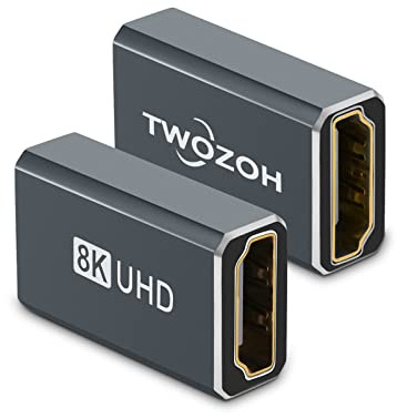 Twozoh 8K HDMI Koppler (2 Stück), HDMI 2.1 Buchse auf Buchse Adapter 48Gbps HDMI Extender, HDMI Kupplung 8K unterstützt 8K@60Hz, 4K@120Hz 1080p