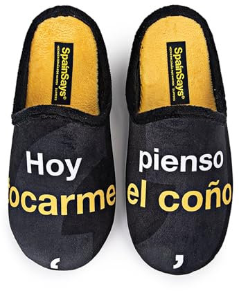 MARPEN SLIPPERS, Zapatillas de Casa de Invierno con Frases Originales para Hombre o Mujer, Hoy pienso, Talla 39