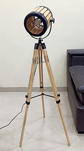 Lampadaire trépied vintage en bois pour chambre et maison