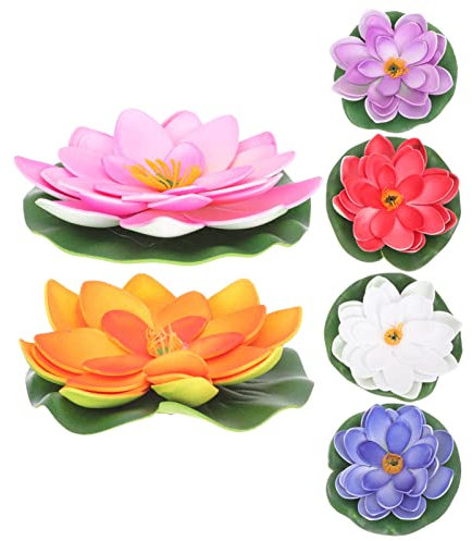 LIFKOME 6stücke Teiliges Künstliche Lotusblumen Und Dekorative Schwimmende Blumen Für Teich Garten Pool Und Zuhause Imitation Wasserpflanzen