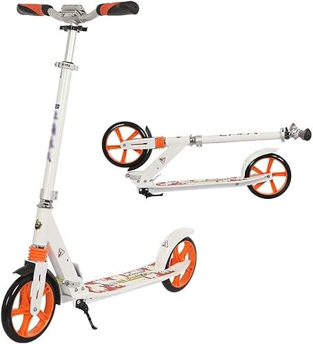 Mobilitätsroller, Weißer Großrad-Roller, Jugend-Erwachsenen-Roller-Fußbremse, Faltbarer Pendler-Roller, Last 150 kg (Nicht elektrisch)