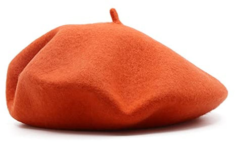 tcax Baskenmütze Damen Dick Baskenmütze Künstler Baskenmütze Damen Maler Hut Mädchen Warme Wandermütze,Orange,53-57Cm