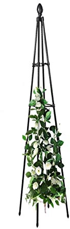 RADAAB Obélisque de Jardin,90 à 180cm Colonne autoportante pour rosiers，Support pour Plantes grimpantes Pyramide en métal，Treillis pour d'Extérieur, Colonne Rosier, Black (Size : 71/180cm H)