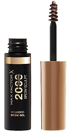 Max Factor Gel volumizzante per sopracciglia 2000 calorie, a lunga durata, rimpolpate e dall'aspetto pieno, impermeabile, a prova di sbavature, forma e intensifica, biondo scuro 001, 4,5 ml