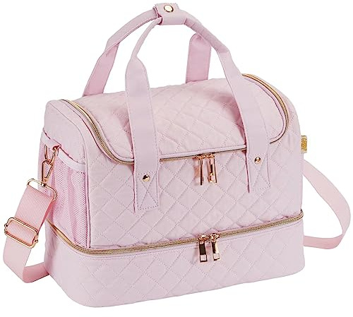 GR69N Nail Polish Organizer Case,Nail Storage Organizer Holds Nail Lamp & 50 Bottles Nail Polish,Travel Nail Tech Case,Nail Kit Organizer Bag Fits Nail Supplies & Manicure Tools,Pink (Patented)