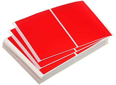 sourcing map 200 Stück Rechteckig Etiketten, 76x50mm Selbstklebende Bunt Aufkleber, Farbige Klebeetiketten für Inventar Dokument Organisieren, DIY Basteln (Rot)