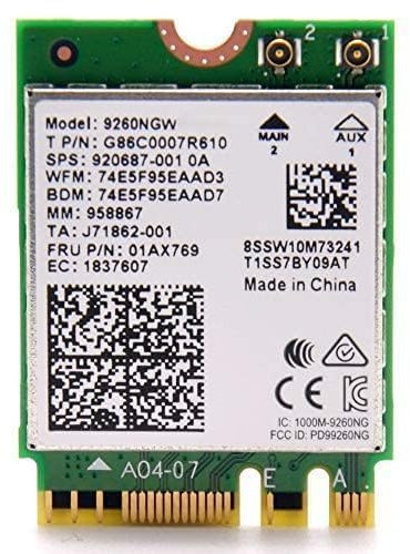 Legacy M.2 WiFi Card for Intel AC 9260 with Bluetooth 5.1 | Up to 1.73Gbps, MU-MIMO, WiFi 5 | Works with Intel, AMD, Linux & Windows 10/11 | No vPro | Model 9260NGW WiFi Adapter