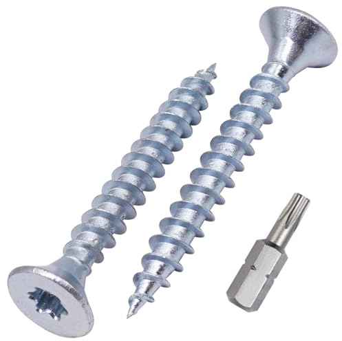 SKIR'CO (150 Stück) Holzschrauben aus verzinktem Stahl, 5,0 x 40 mm, Torx Kopf, Senkkopf, Spanplattenschrauben, Vollgewinde