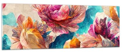 Vidrios decorativos Flores Pastel Pedazo Cuadro Sobre Vidrio Moderno 90x30cm Decoracion Salon Dormitorio Cocina Cuadros Pared Impresiones Impresión en Cristal Wall Art Prints Decor GAB90x30-5635