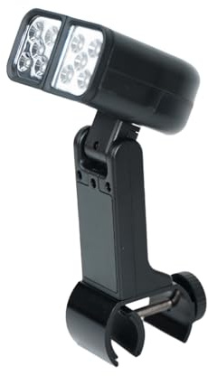 SANTOS universal BBQ Grilllampe - Grillflächenbeleuchtung - 2 separat schwenkbare LED Leuchtköpfe - leicht zu bedienen - Klemmlampe - BBQ Griff-Licht