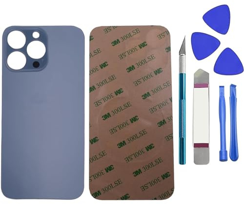 Dakexiong 13 Pro Max Verre arrière de Rechange pour iPhone 13 Pro Max avec kit d'outils de réparation (bleuSierra)
