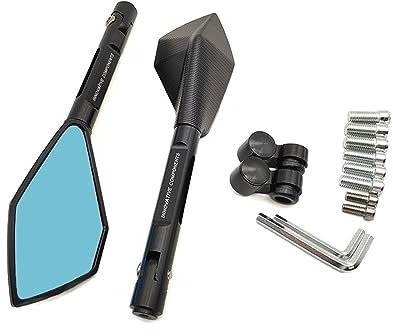 Espejos de motocicleta Espejos de extremo de barra de motocicleta compatibles con Cb400 CB919 CB190R CB650R CB125R CB400SF Espejos de motocicleta CNC Aluminio Manillar Espejos retrovisores Azul (Color