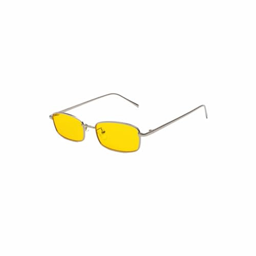 WDZAYXC Klassische Rechteckige Sonnenbrille Retro Schlanke Metallrahmen Gläser Vintage Rechteck Candy Farbe Sonnenbrille