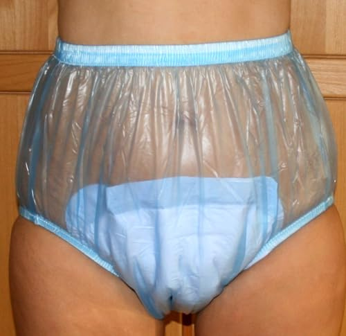 PVC Adult Baby Inkontinenz Windelhose Gummihose blau transparent WHHB (S)