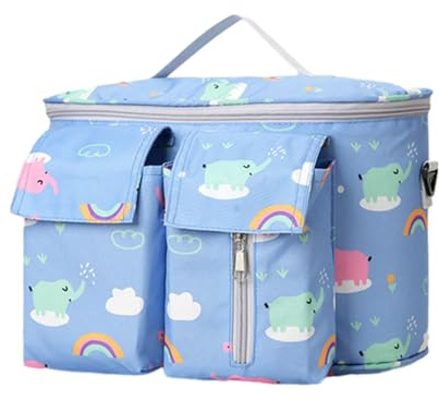 Hiseng Kinderwagen Organizer Universal Kinderwagentasche mit Getränkehalter, Kinder Buggy Organizer Baby Multifunktionale Aufbewahrungstasche für Windeln Flaschen (Elefant,31x15x20cm)