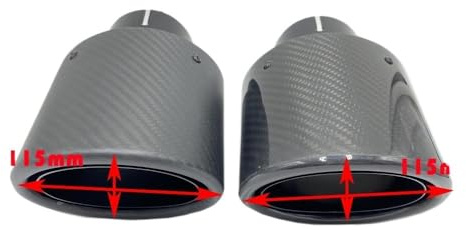 Auspuffblende 1 PCS Oval Schräg 95 * 115mm Carbon Faser Auto Auspuff Dual Tipps Glänzend Schwarz Edelstahl Auspuff Schalldämpfer rohre Auspuff Endrohr (Color : 63-150MM Glossy Oval)