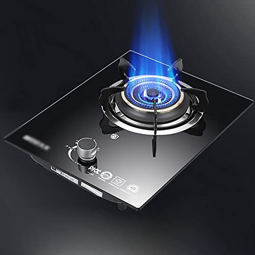 cuisinière à gaz Cuisinière à gaz de cuisine intégrée de 33 cm, plaque de cuisson à gaz à 1 zone en acier inoxydable/verre trempé noir, pour réchauffer, cuisiner, faire bouillir, frire, mijoter