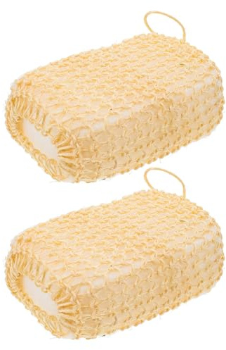 HONMEET Esponjas de Sisal Natural 2 Unidades para Baño y Ducha Diseño Colgante para Masaje Corporal Uso en Piel Sensible