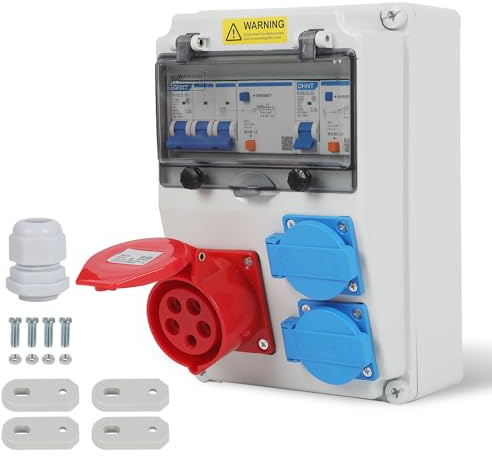 Scatola di distribuzione, 220 V, presa industriale impermeabile, piccola scatola di corrente, distributore di corrente da 16 A, kit di montaggio a parete, per interni ed esterni, per officine