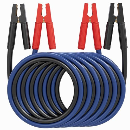 JYEARN Heavy Duty Jumper Cables, 0 Gauge 30 Feet 1000AMP, Automotive Booster Cables for 12V & 24V Cars, Jump Starter for Dead or Weak Batteries, Suitable for 8L Gas & 6L Diesel, Includes Carry Bag