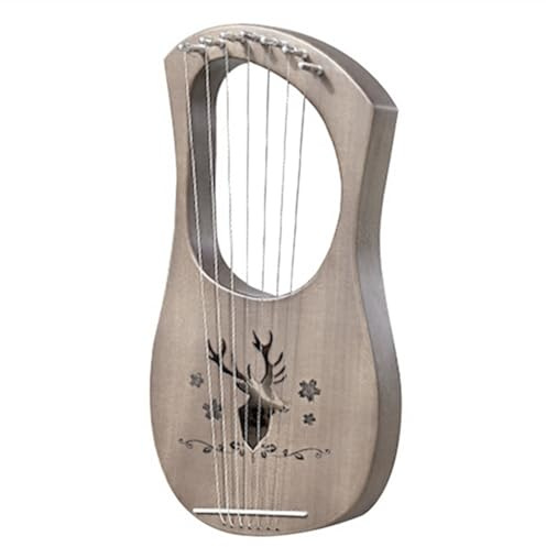 XPJYUA Lyre Harp 7-saitige Lyra-Harfe aus Mahagoni, massives Holz, Metallsaiten, Saiteninstrumente