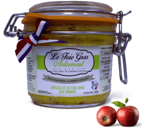 Ganze Enten-Foie-Gras mit Apfel 80 g – Relais Gourmet | Französische Handwerkskunst aus dem Südwesten | Ohne Konservierungsstoffe, Zusatzstoffe oder Farbstoffe | Ideal für Gourmetboxen & Feste