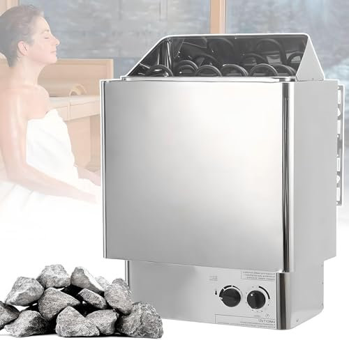 Electric Stainless Steel Sauna Heater + Timer & Temperature Adjustable, Wet and Dry Bath Sauna Oven + Internal Controller, for Home Hotel Spa Shower,4.5Kw